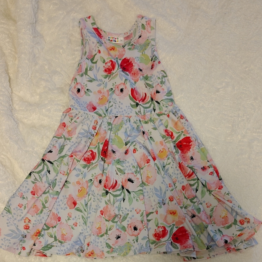 Dot Dot Smile Floral Kids Dress - Pink and Green